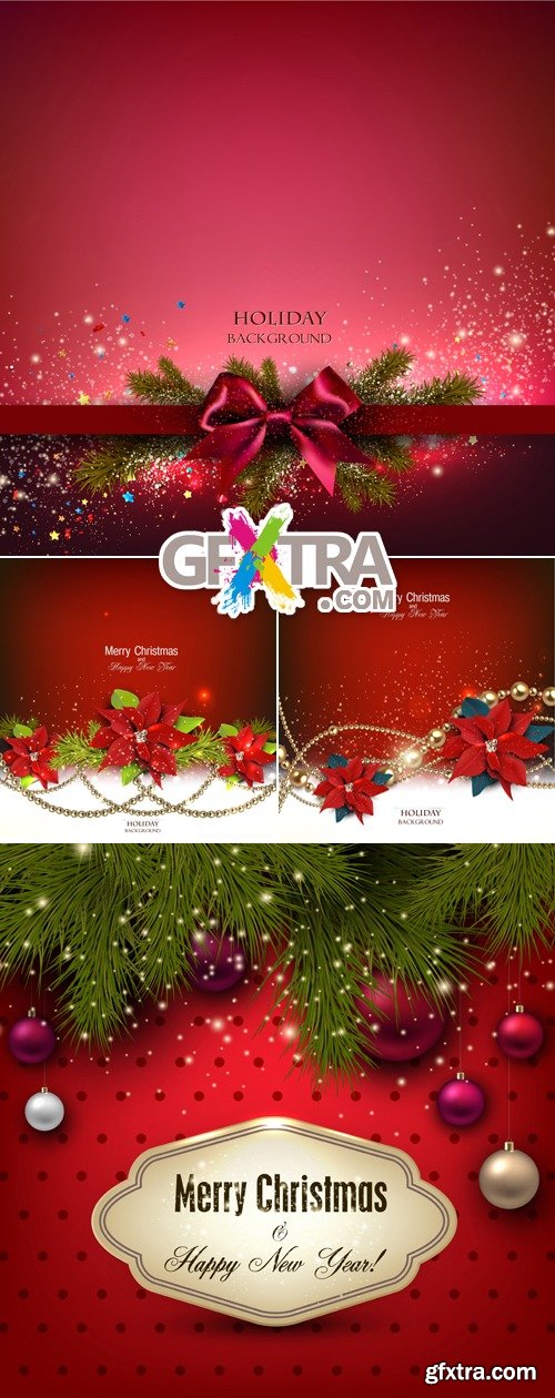 Red Christmas Decorations Backgrounds Vecto