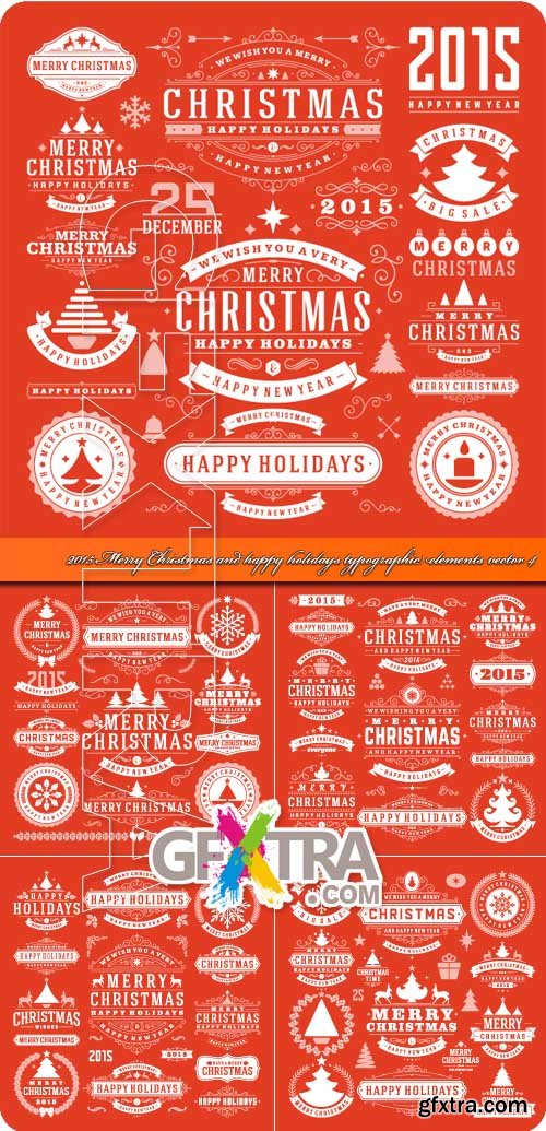 2015 Merry Christmas and happy holidays typographic elements vector 4