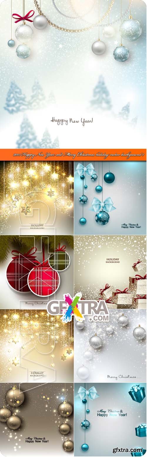 2015 Happy New Year and Merry Christmas holiday vector background 8