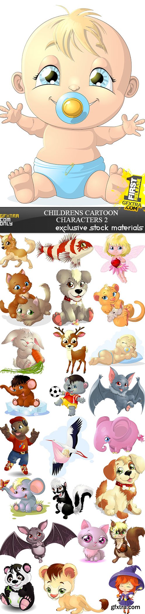 Childrens Cartoon Characters 2, 25xEPS