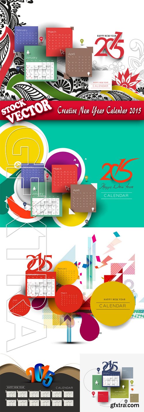 Stock Vector - Creative New Year Calendar 2015