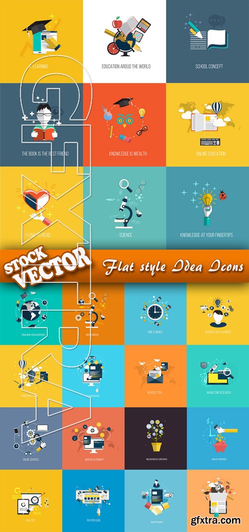 Stock Vector - Flat style Idea Icons