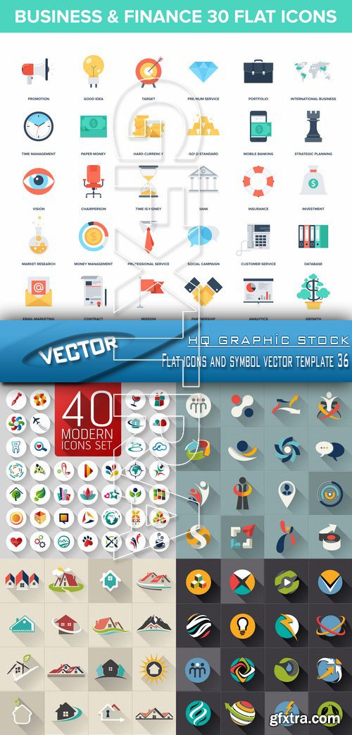 Stock Vector - Flat icons and symbol vector template 36