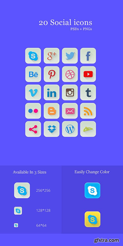 PSD Web Icons - 20 Social Icons (November 2014)