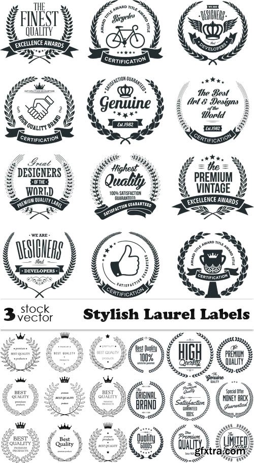 Vectors - Stylish Laurel Labels