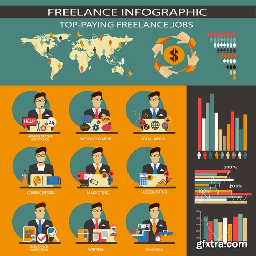 Collection elements of infographics vector image #7-25 Eps