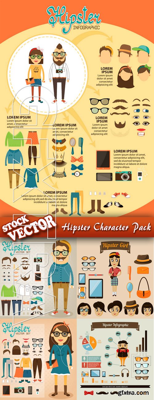 Stock Vector - Hipster Character Pack