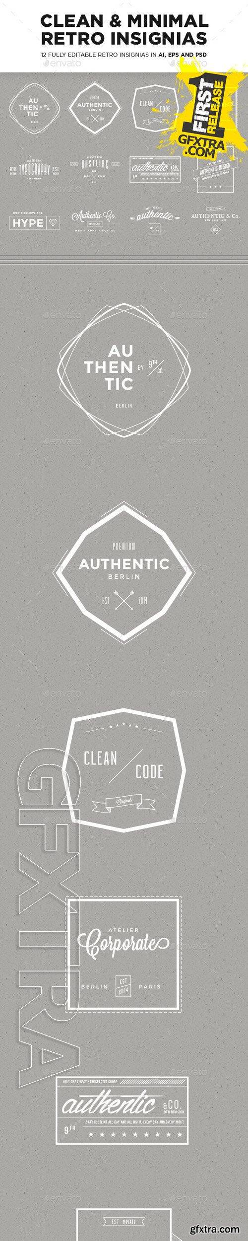 GraphicRiver - Clean & Minimal Retro Insignias 9206974