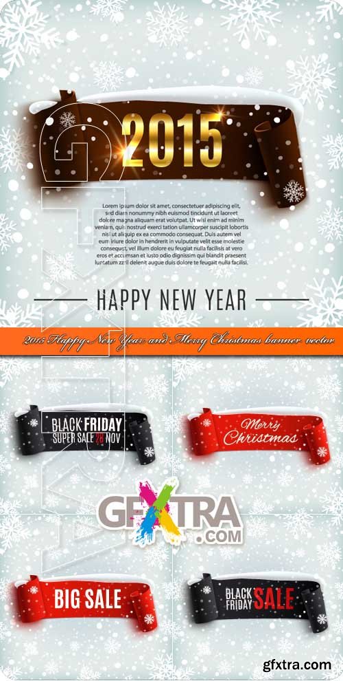 2015 Happy New Year and Merry Christmas banner vector