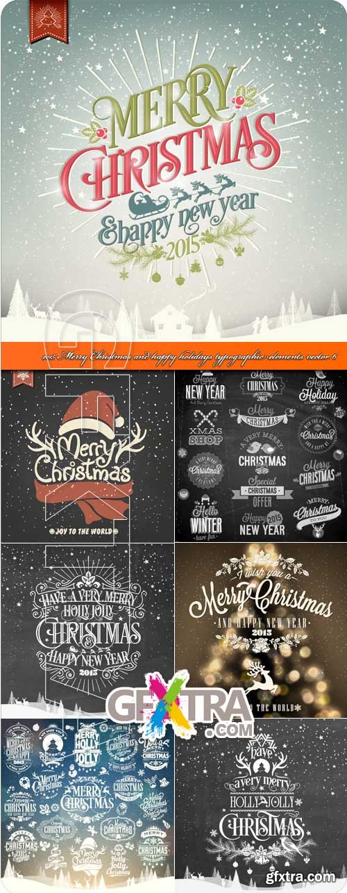 2015 Merry Christmas and happy holidays typographic elements vector 6