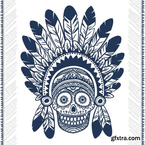 Vector Skull Indian - 25x EPS