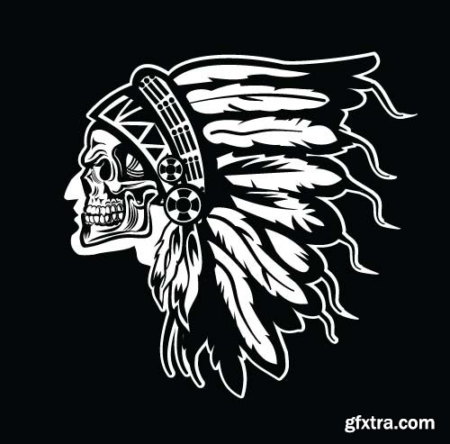 Vector Skull Indian - 25x EPS