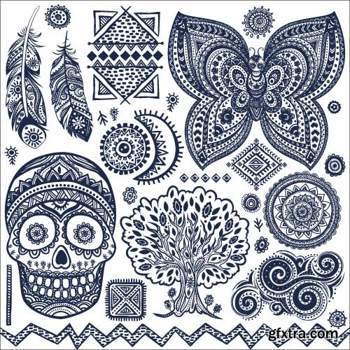 Vector Skull Indian - 25x EPS