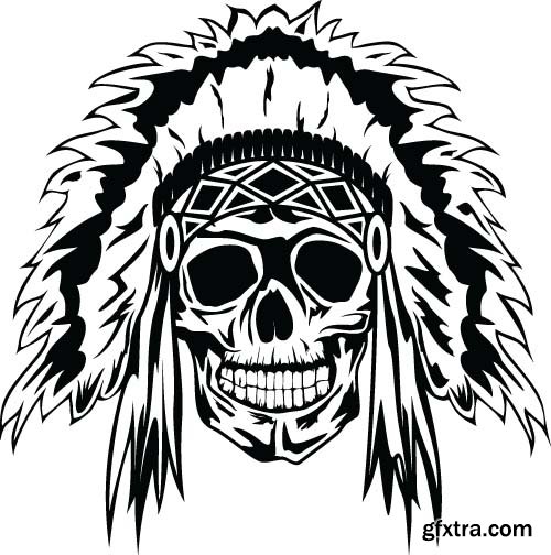 Vector Skull Indian - 25x EPS