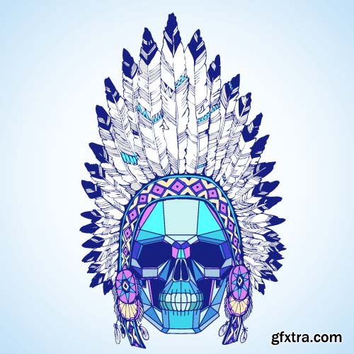 Vector Skull Indian - 25x EPS