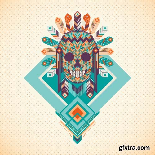 Vector Skull Indian - 25x EPS