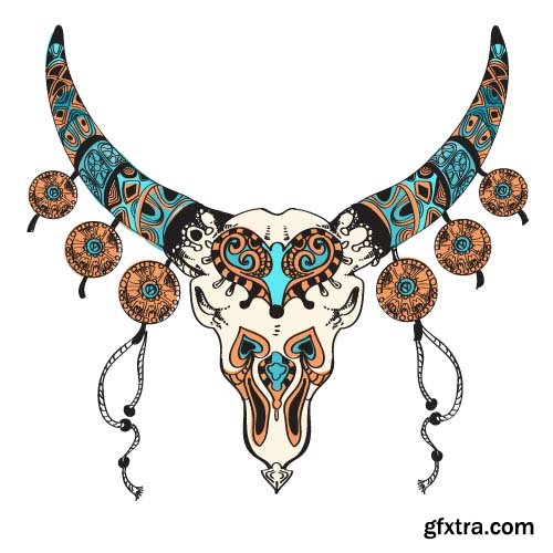 Vector Skull Indian - 25x EPS