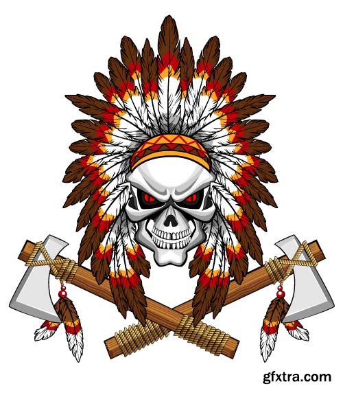 Vector Skull Indian - 25x EPS