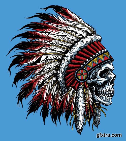 Vector Skull Indian - 25x EPS