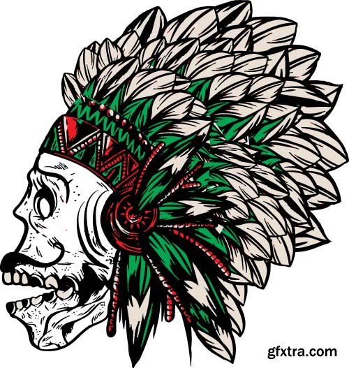 Vector Skull Indian - 25x EPS