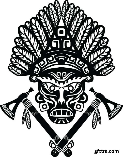 Vector Skull Indian - 25x EPS