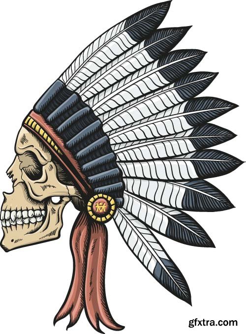 Vector Skull Indian - 25x EPS