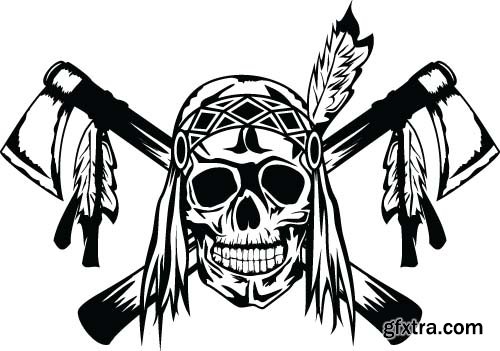 Vector Skull Indian - 25x EPS