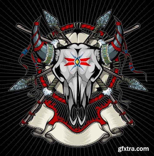 Vector Skull Indian - 25x EPS