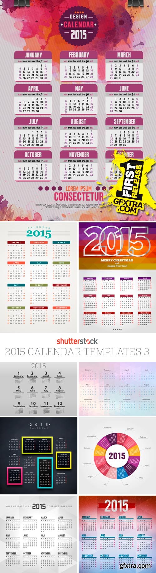 Amazing SS - 2015 Calendar Templates 3, 25xEPS