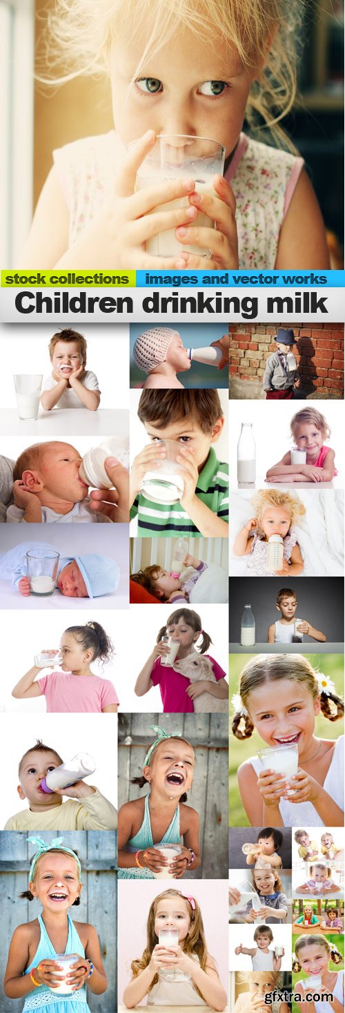 Children drinking milk,25 x UHQ JPEG