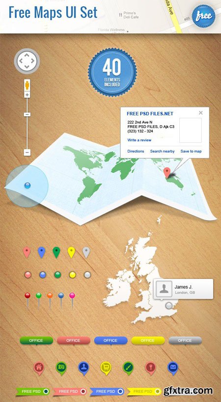 Maps UI PSD Elements Set