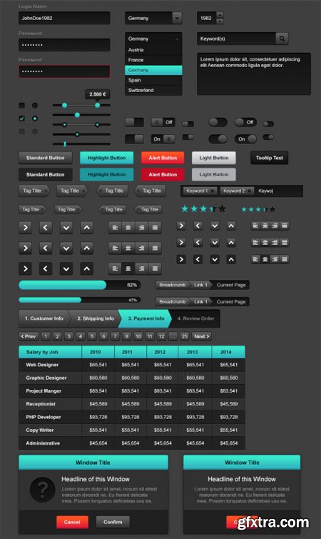 DARK SHADES - WEB UI KIT PSD