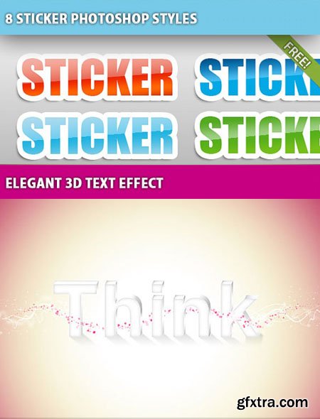 8 Stickers Photoshop Styles & Elegant 3D Text Effect in Photoshop