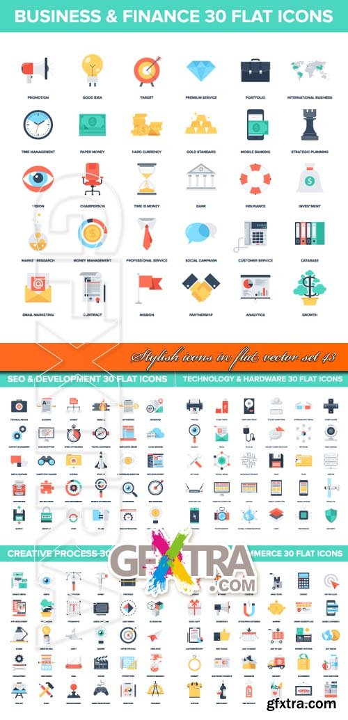 Stylish icons in flat vector set 43