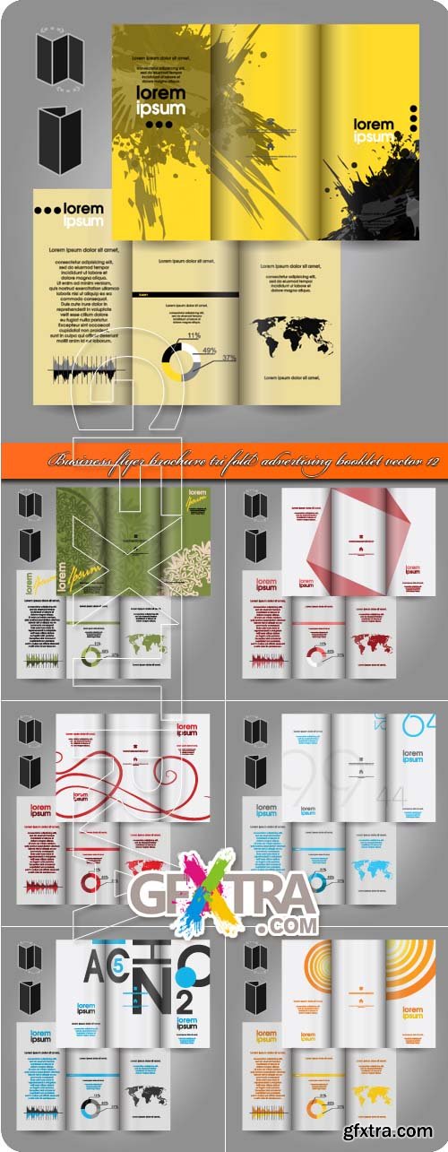 Business flyer brochure tri fold advertising booklet vector 12