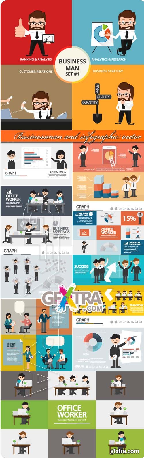 Businessman and infographic vector