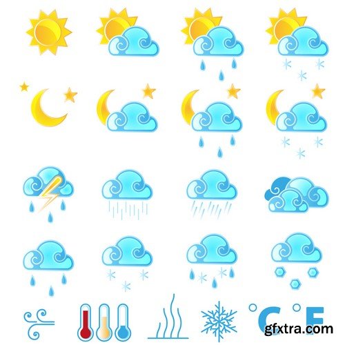 Stock Vectors - Weather 3, 25xEPS