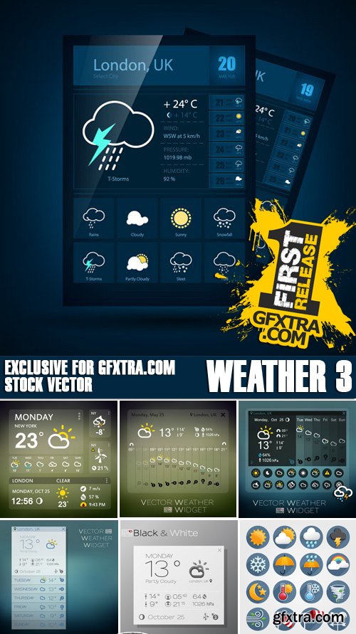 Stock Vectors - Weather 3, 25xEPS