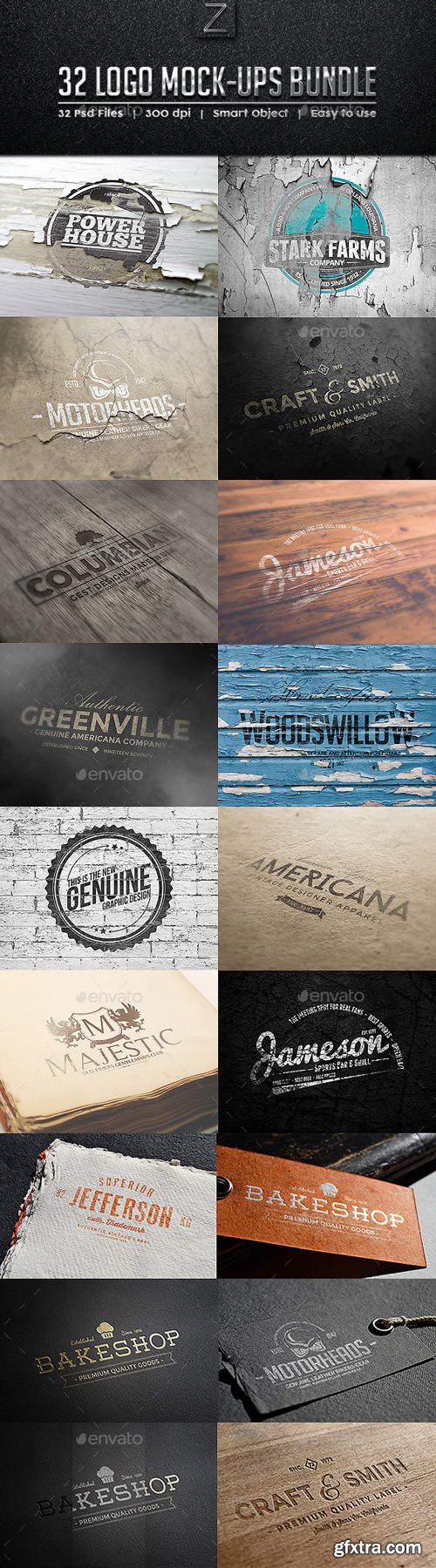 GraphicRiver - 32 Logo Mock-ups Bundle