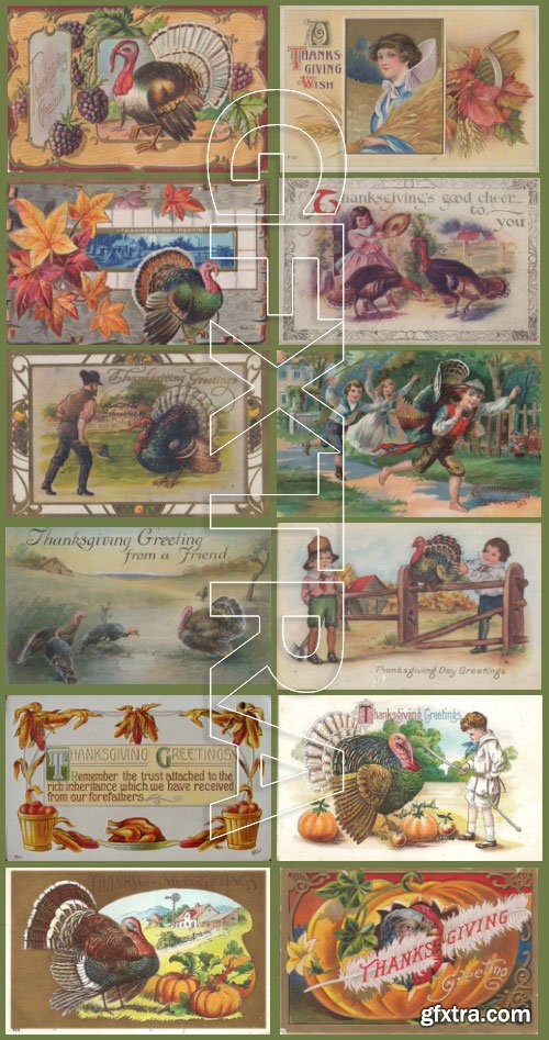 Vintage ThanksGiving Day Postcards Collection 193xJPG