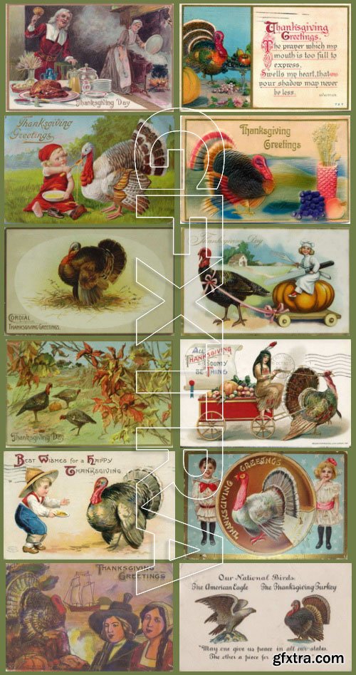 Vintage ThanksGiving Day Postcards Collection 193xJPG