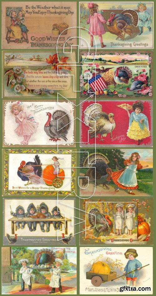 Vintage ThanksGiving Day Postcards Collection 193xJPG