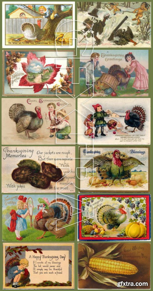 Vintage ThanksGiving Day Postcards Collection 193xJPG