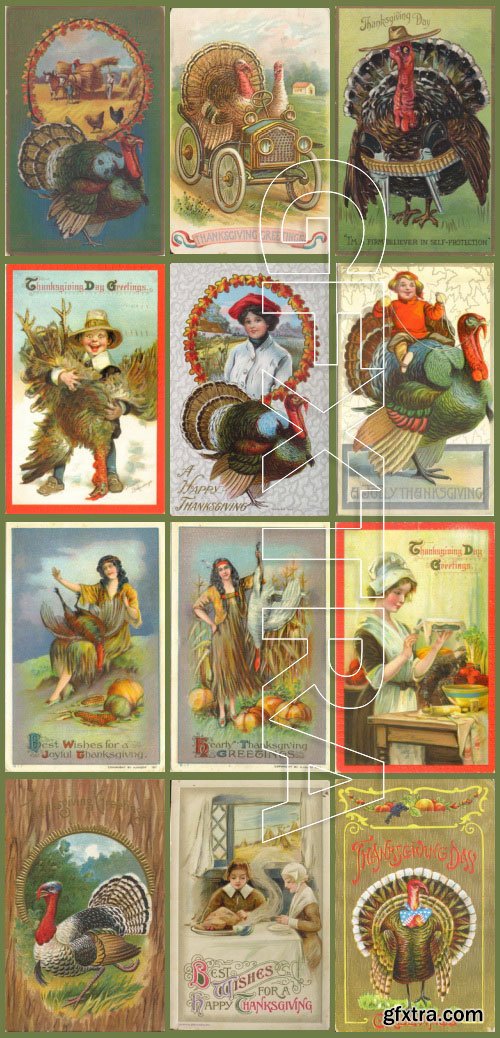 Vintage ThanksGiving Day Postcards Collection 193xJPG