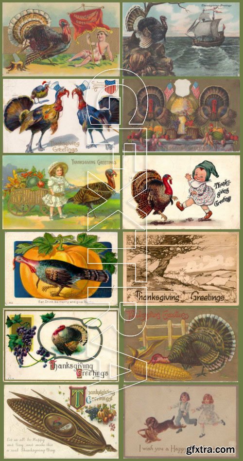 Vintage ThanksGiving Day Postcards Collection 193xJPG