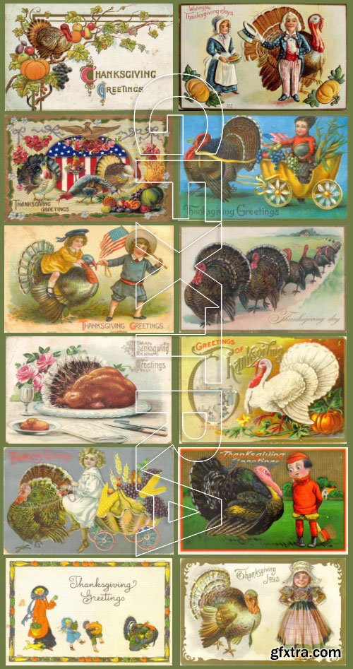 Vintage ThanksGiving Day Postcards Collection 193xJPG