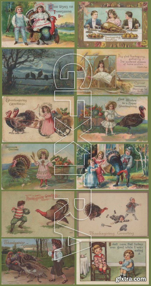 Vintage ThanksGiving Day Postcards Collection 193xJPG