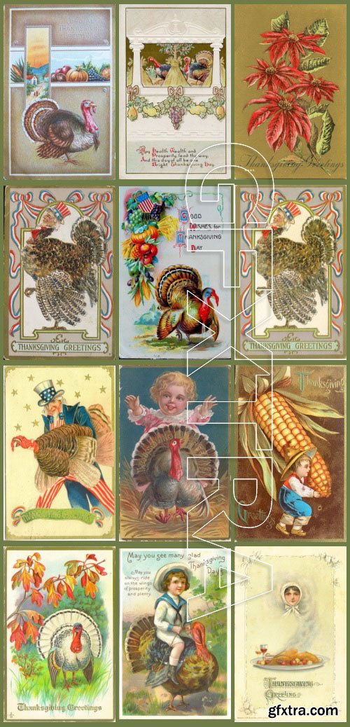 Vintage ThanksGiving Day Postcards Collection 193xJPG