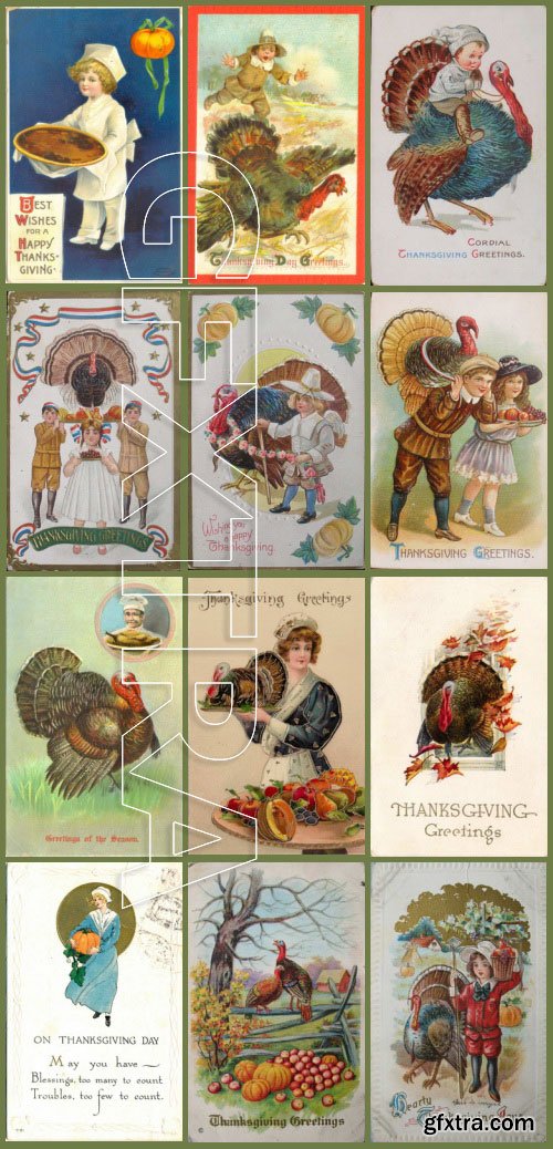 Vintage ThanksGiving Day Postcards Collection 193xJPG