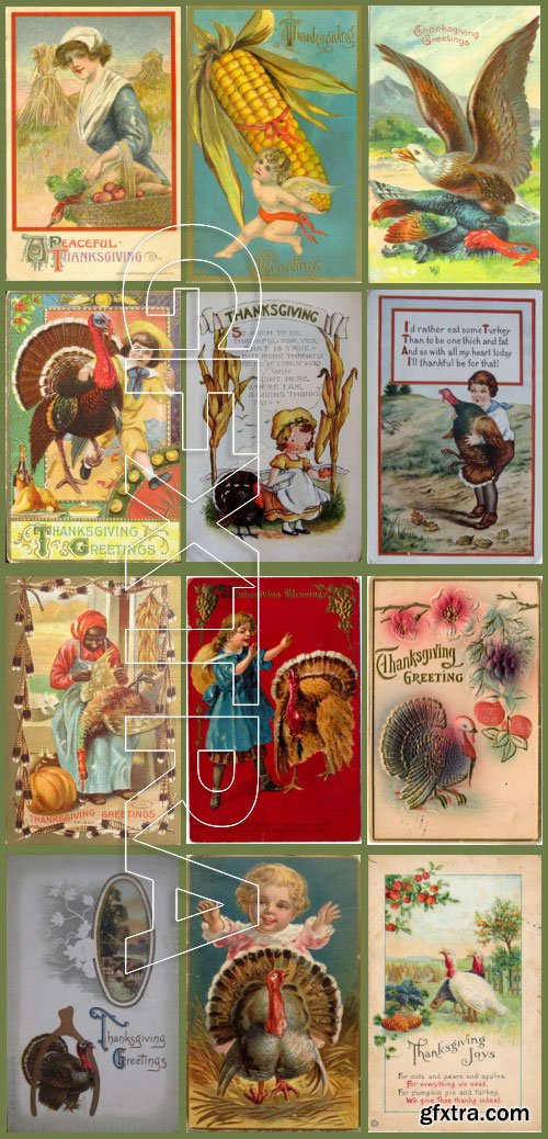 Vintage ThanksGiving Day Postcards Collection 193xJPG